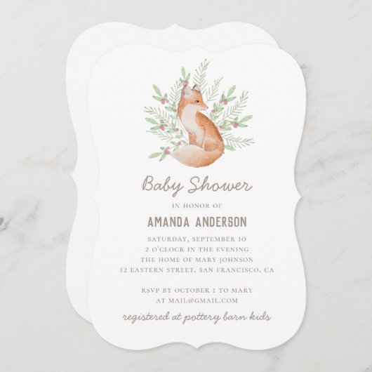 Cute fox. Baby shower dat neutraal is voor bossen Kaart (Voorkant / Achterkant)