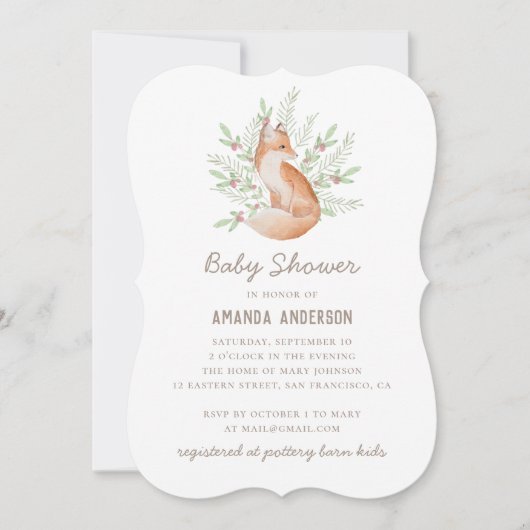 Cute fox. Baby shower dat neutraal is voor bossen Kaart (Voorkant)