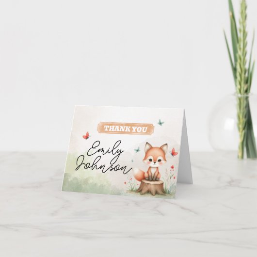 Cute fox baby shower invitation  bedankkaart (Voorkant)