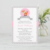 Cute Fox Baby shower Invitation in Pink and Grey Kaart (Staand voorkant)