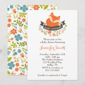 Cute Fox Baby shower Invitation Kaart (Voorkant / Achterkant)