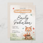 Cute fox baby shower invitation  kaart (Voorkant / Achterkant)