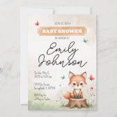Cute fox baby shower invitation kaart (Voorkant)