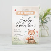 Cute fox baby shower invitation  kaart (Staand voorkant)