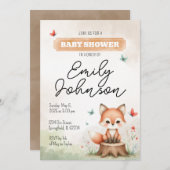 Cute fox baby shower invitation  kaart (Voorkant / Achterkant)
