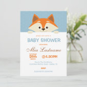 Cute Fox Baby shower Invitation Kaart (Staand voorkant)