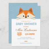 Cute Fox Baby shower Invitation Kaart (Voorkant / Achterkant)