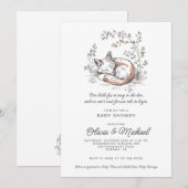 Cute Fox Baby Shower Kaart (Voorkant / Achterkant)