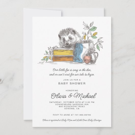 Cute Fox Baby Shower Kaart (Voorkant)