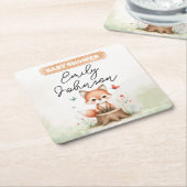 Cute fox baby shower  kartonnen onderzetters (Schuin)