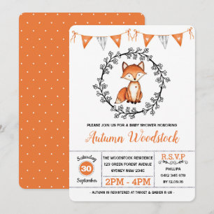 Cute Fox Baby shower / Modern Woodland Forest Kaart