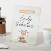 Cute fox baby shower  reclamebord met voetstuk (Insitu)