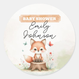 Cute fox baby shower ronde sticker
