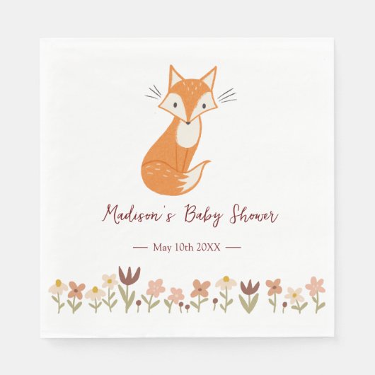Cute Fox Baby shower Servet (Voorkant)