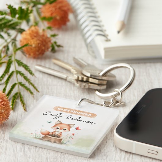 Cute fox baby shower  sleutelhanger (Voorkant Rechts)