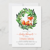 Cute Fox Baby shower Woodland Waterverf Greenery Kaart (Voorkant)