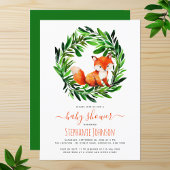 Cute Fox Baby shower Woodland Waterverf Greenery Kaart