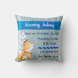 Cute Fox Baby Stats Birth Memory Pillow keepomwill Kussen