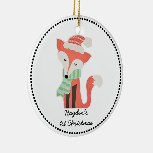 Cute Fox Baby's Kerstwinter Woodland Rustic Keramisch Ornament (Rechts)