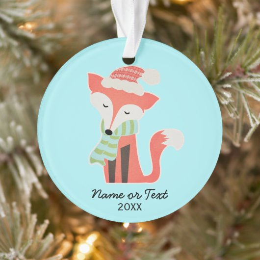 Cute Fox Baby's Kerstwinter Woodland Rustic Ornament (Boom)