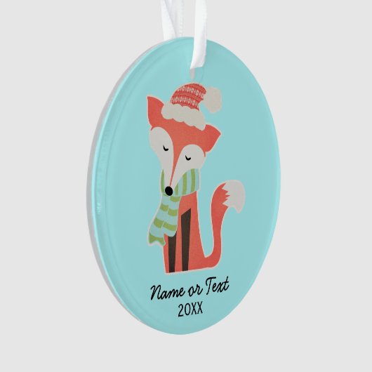 Cute Fox Baby's Kerstwinter Woodland Rustic Ornament (voorkant)