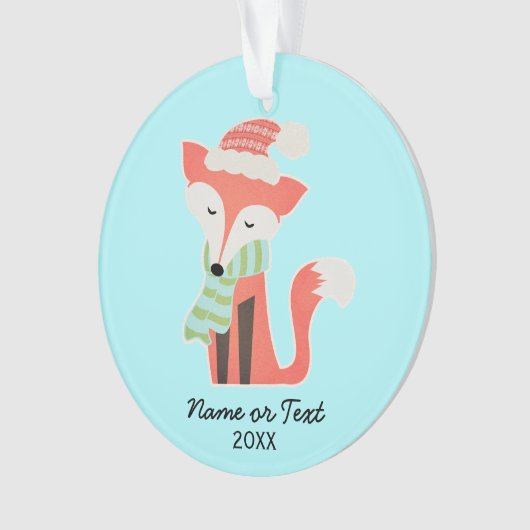 Cute Fox Baby's Kerstwinter Woodland Rustic Ornament (voorkant)