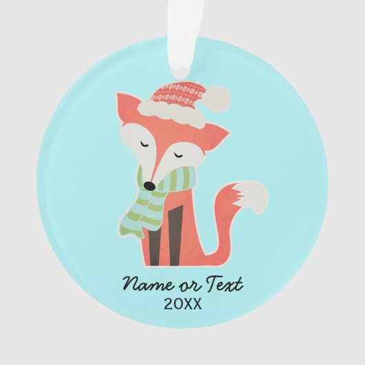 Cute Fox Baby's Kerstwinter Woodland Rustic Ornament (voorkant)