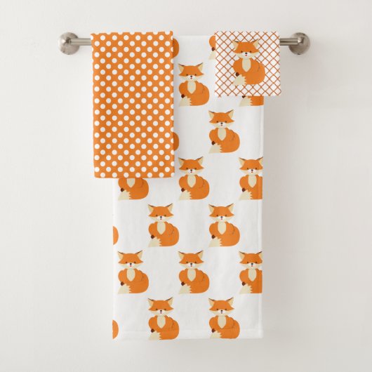 Cute Fox Bath Towel Set Bad Handdoek (Insitu)