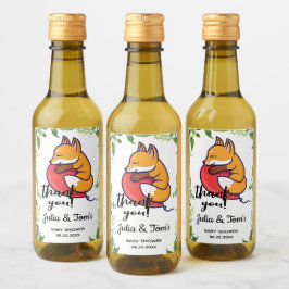 Cute Fox bedankt Baby shower Mini Wijn Etiket