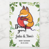 Cute Fox bedankt Baby shower Mini Wijn Etiket (Enkel label)