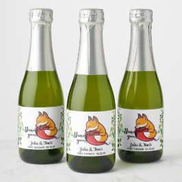Cute Fox bedankt je Baby shower Favor Mini Sparkling Wijnetiket