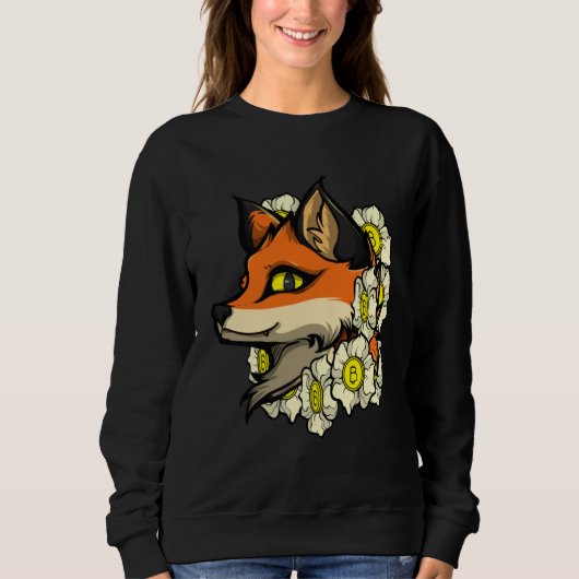 Cute Fox Bitcoin  Idea Fox With Flowers Loves Bitc Trui (Voorkant)