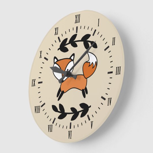 Cute Fox & Black Laurels Grote Klok (Hoek)