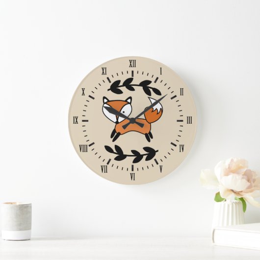Cute Fox & Black Laurels Grote Klok (Huis)