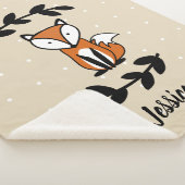 Cute Fox & Black Laurels Polka gepersonaliseerd Sherpa Deken (3/4)