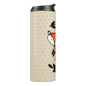 Cute Fox & Black Laurels Polka gepersonaliseerd Thermosbeker (Gedraaid links)