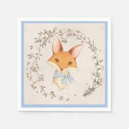 Cute Fox Blue Floral Boy Servet