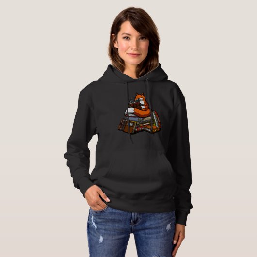 Cute Fox Book Reading Animal Hoodie (Voorkant volledig)
