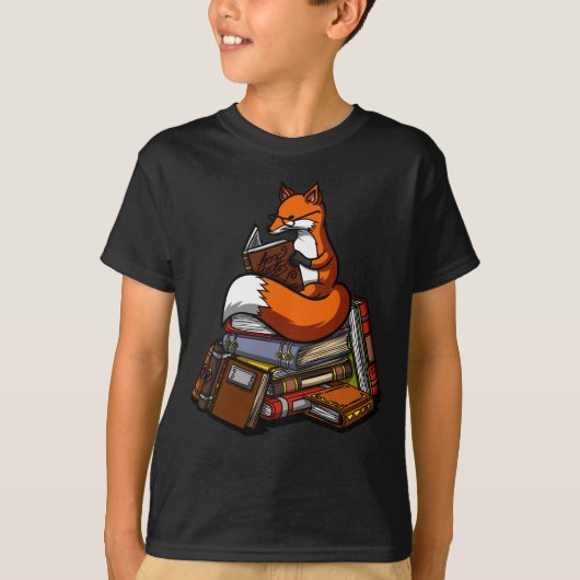 Cute Fox Book Reading Animal T-shirt (Voorkant)