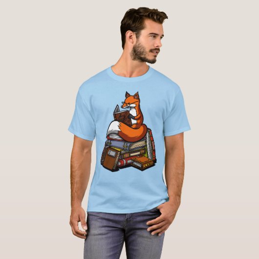 Cute Fox Book Reading Animal T-shirt (Voorkant volledig)