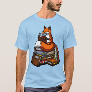 Cute Fox Book Reading Animal T-shirt