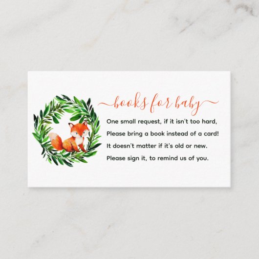 Cute Fox Books for Baby shower Enclosure Kaart (Voorkant)