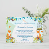 Cute Fox Bunting Garden Vrijgezellenfeest Invites Kaart (Staand voorkant)
