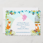 Cute Fox Bunting Garden Vrijgezellenfeest Invites Kaart (Achterkant)