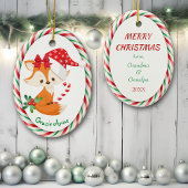 Cute Fox Candy Cane Lijst Keramisch Ornament