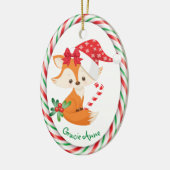 Cute Fox Candy Cane Lijst Keramisch Ornament (Links)