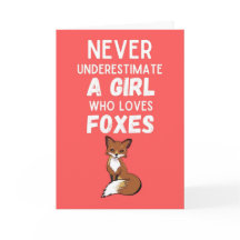 Cute Fox Cards For Girls For Kids Pink Animals