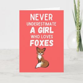 Cute Fox Cards For Girls For Kids Pink Animals Kaart