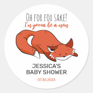 Cute Fox Cartoon mama om Baby shower te worden Ronde Sticker