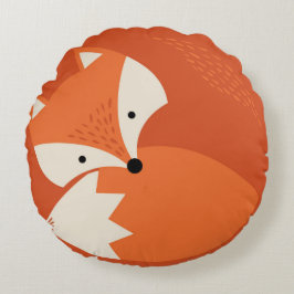 Cute Fox Cartoon Oranje Round Pillow Rond Kussen